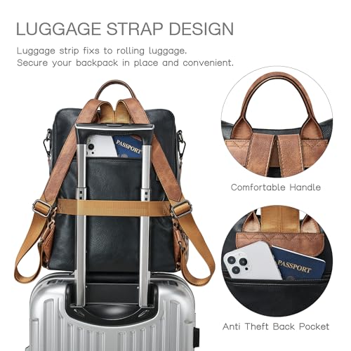 Shrrie Backpack Purse for Women Leather Backpack Fashion Designer Travel Backpack Convertible Shoulder Bag - color: 1-6 Black With Leopard