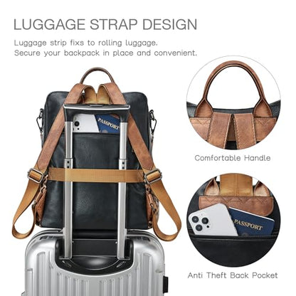 Shrrie Backpack Purse for Women Leather Backpack Fashion Designer Travel Backpack Convertible Shoulder Bag - color: 1-6 Black With Leopard