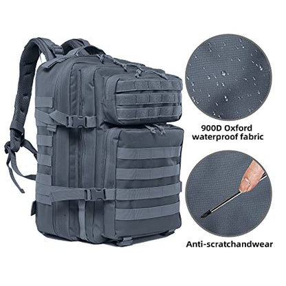 45L Military Tactical Backpack Hiking Backpacks Tactical Gear Camo Back Pack Army Molle Bag Rucksack Fitness Daypack - color: Grey