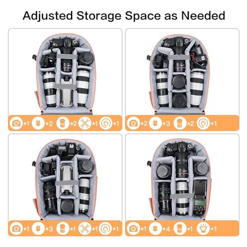 MOSISO Camera Backpack, DSLR/SLR/Mirrorless Photography Camera Bag 15-16 inch Waterproof Hardshell Case with Tripod Holder&Laptop Compartment Compatible with Canon/Nikon/Sony, Salmon Pink - color: Salmon Pink