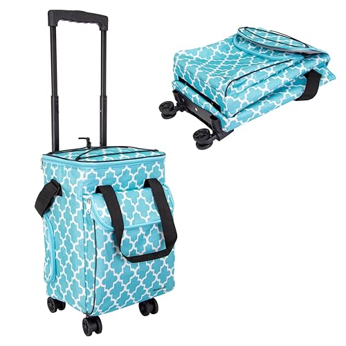 dbest Products Ultra Compact Cooler Smart Cart 360 Insulated Collapsible Rolling Tailgate BBQ Beach, Moroccan Tile - color: Moroccan Tile