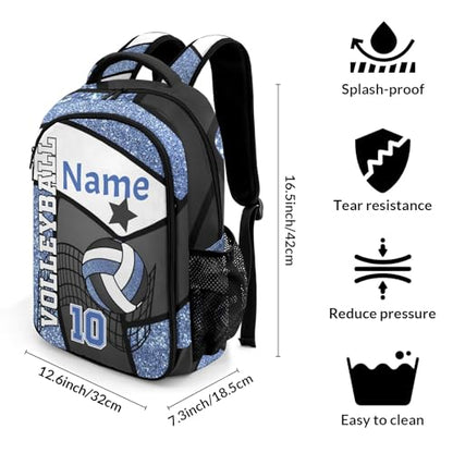 Volleyball Blue Print Personalized School Backpack Waterproof Laptop Bag for Woman Man - color: Muilti 10
