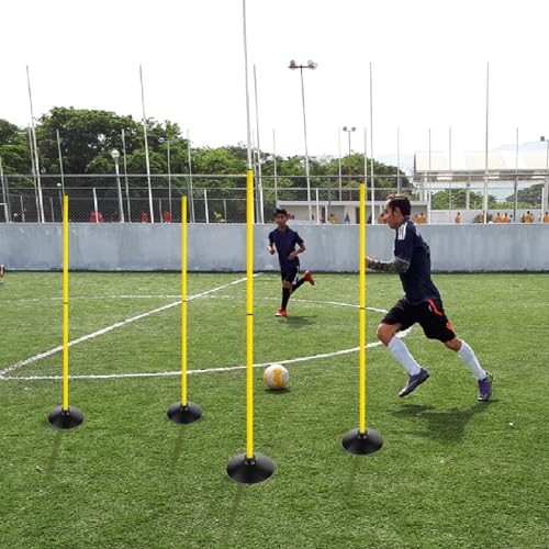 6FT Soccer Agility Poles with Rubber Base Detachable Speed Agility Stick Slalom Speed Training Pole Set for Sports - style: Pack of 12