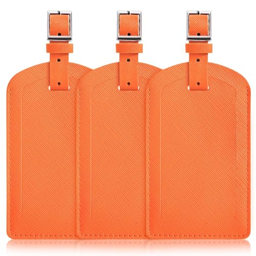 3 Pack Luggage Tags for Suitcases, TSA Approved Bag Tags, Baggage Tags with Privacy Protection, Travel Essentials Luggage Accessories, Bright Orange - color: Bright Orange