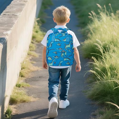 Cute Preschool Backpack Toddler School Book Bag for Girls Boys Kids Kindergarten Nursery Travel Bag with Chest Strap(13.5inch, Blue Dinosaur) - color: Blue Dinosaur, size: 13.5inch