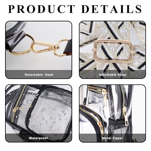 Clear Bag Stadium Approved Events Concerts Sports Outdoors Water Bottle Holder,Clear Purse for Women Men Handbags - color: 1# Black-b