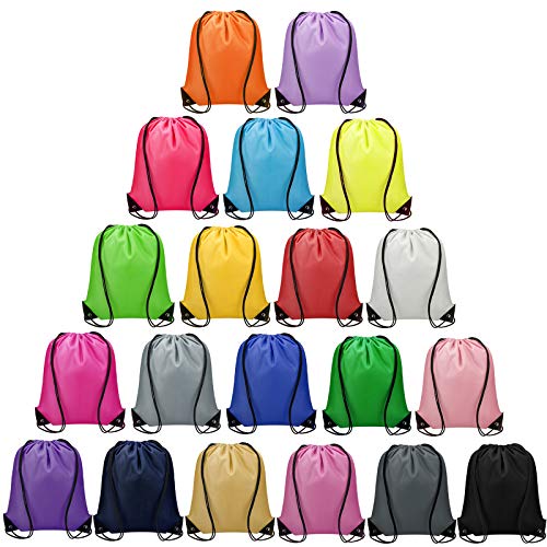 Vorspack 100 Pcs Drawstring Bags Bulk - Lightweight Drawstring Backpack, Cinch Bag for Party Sport Gym Trip Gift - 20 Colors - color: Multicolor