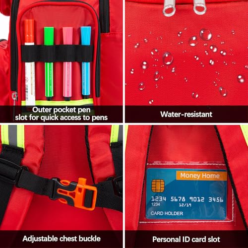 Gatycallaty First Aid Backpack Medical Emt First Responder Bag Empty Ems Emergency Home Health Hiking Trauma Travel Camping (Red, Large - pack of 2) - color: Red, size: Large - pack of 2