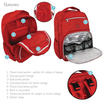 Hudson Baby Unisex Baby Premium Diaper Bag Backpack and Changing Pad, Red, One Size - color: Red