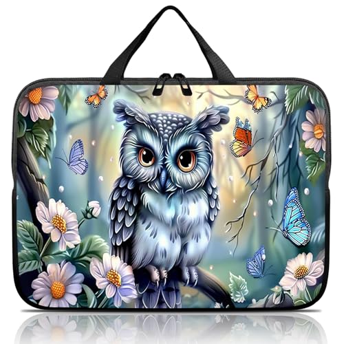 14 15 15.4 15.6 inch Laptop Handle Bag Computer Bag, Pouch Holder Notebook Sleeve Cover Soft Case Compatible for Dell,Lenovo,Toshiba HP, Asus Notebook-Cute owl - color: Cute owl