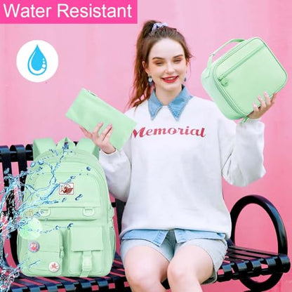 CCJPX Girls Backpack, 16 inch School Laptop Bag College Bookbag, Anti Theft Daypack for Teens Girls Students Women - color: Green