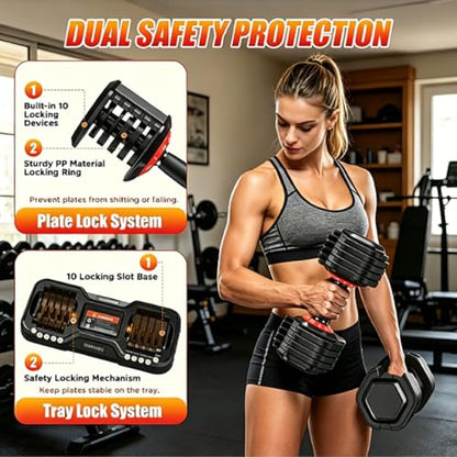 Adjustable Dumbbell Set, All in One Weights Dumbbell with Non-Slip Handle, 1 Hand Quick Adjust weight set for Home Gym - color: 25lb Pair