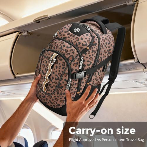 Swissdigital Laptop Backpack with USB Charging Port, Travel Backpack Fits 15.6 inches Computer, 31L Backpack for Men and Women, Brown Leopard | SD803-103 - color: Brown Leopard