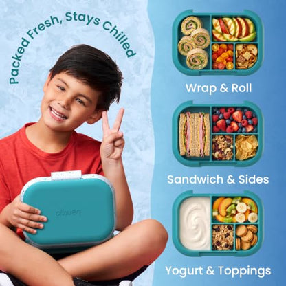 Bentgo Chill Kids Leakproof Lunch Box - 4-Compartment Bento Box with Built-In Ice Pack, 3.3 Cup Capacity, BPA-Free, Microwave & Dishwasher Safe Tray, Ages 3–7 (Truly Teal) - color: Confetti Edition - Truly Teal