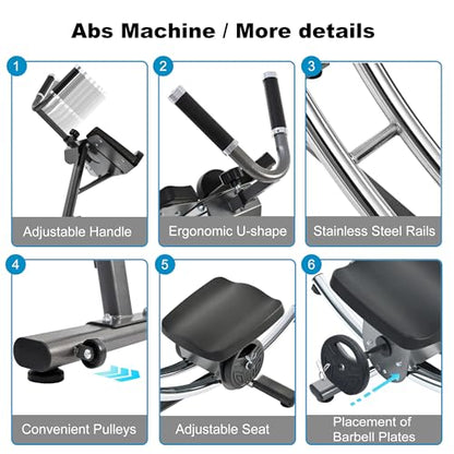 2025 Abdominal Exercise Machine for Commercial Use, Side Shaper Ab Machine Exercise Equipment, Foldable Abdominal Crunch Coaster for Home Use (Large,Black)