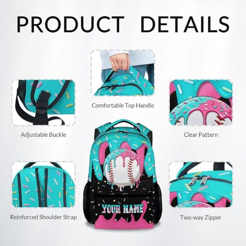 Personalized Kids Backpacks - Custom Baseball Backpack for Boys Kids Sports School Bookbag Youth Player Gift 17" Drip Design Girls Schoolbag for Kindergarten Elementary Primary - color: White