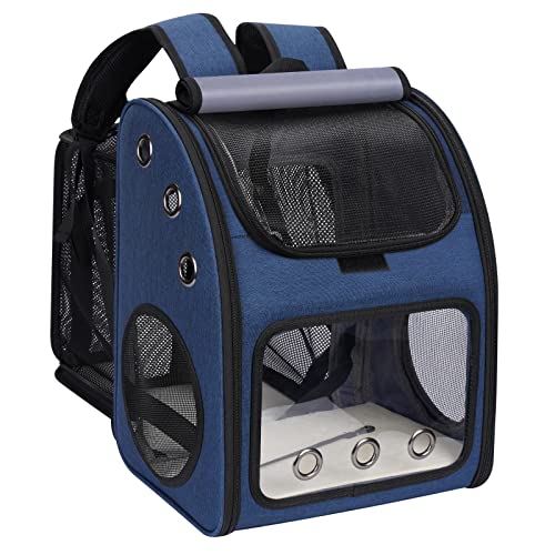 Expandable Cat Carrier Backpack,Large Space,Airline Approved,18 lbs | Portable Pet Carrier Backpack with Super Ventilated, Ideal for Traveling/Hiking /Camping/ Vet, Blue - color: Blue-Standard