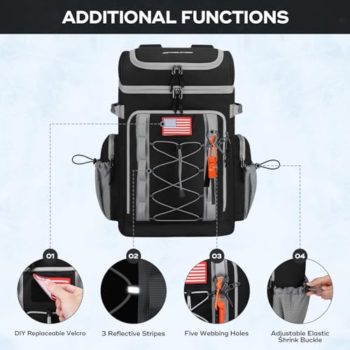 Maelstrom 35/50 Can Insulated Backpack Cooler, Leakproof Soft Lunch Ice Bag - color: Black, size: 50 Can