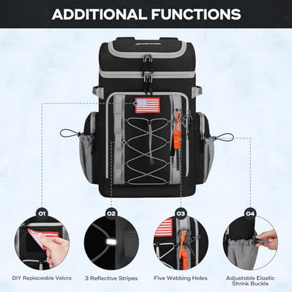 Maelstrom 35/50 Can Insulated Backpack Cooler, Leakproof Soft Lunch Ice Bag - color: Black, size: 50 Can