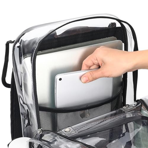 Fuyicat Clear Backpack Heavy Duty PVC Transparent Girls Kids School Backpacks Stadium Approved See Through College Bookbag for Women (Black), Large - color: Black