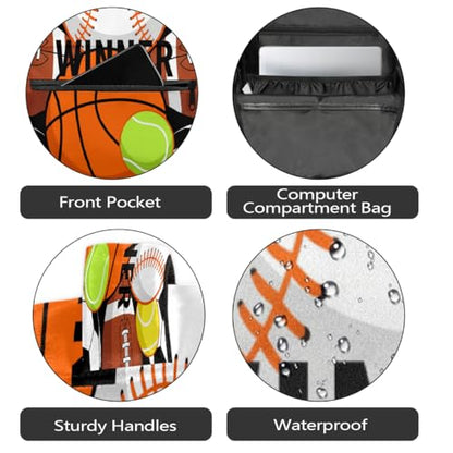 School Backpack Travel Bag for Men & Women - Basketball Baseball Lightweight Boys Girls Bookbag Daypack Fits 15.6 Inch Laptop for College Students, Middle High School, Teens