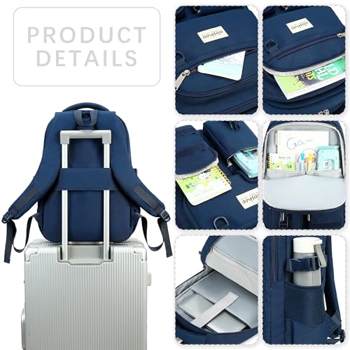 abshoo Large Heavy Duty Backpack For School College Bookbag Casual Multi Pocket Travel Backpacks - color: Navy