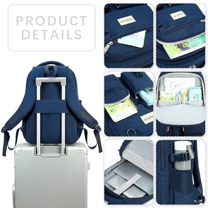 abshoo Large Heavy Duty Backpack For School College Bookbag Casual Multi Pocket Travel Backpacks - color: Navy