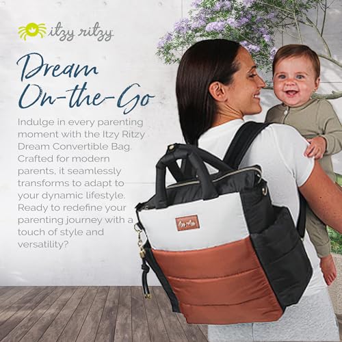 Itzy Ritzy Dream Convertible Diaper Bag Tote Backpack - Baby Diaper Bag with 14 Pockets, Changing Pad & More (Coffee & Cream) - color: Coffee & Cream