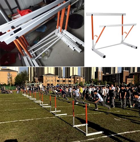 Height Adjustable Hurdles, Metal Folding Track & Field Hurdles, Speed Agility Obstacle Training for Adult Kids Athletes, 76-106cm Adjustable Hurdle for Soccer, Portab, A