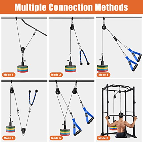 SERTT Home Gym Pulley System - Tricep Workout, Lat Pulldown, Biceps Curl, Triceps, Shoulders, Back, Forearm, Weight Cable for Squat Rack, Garage - color: Blue