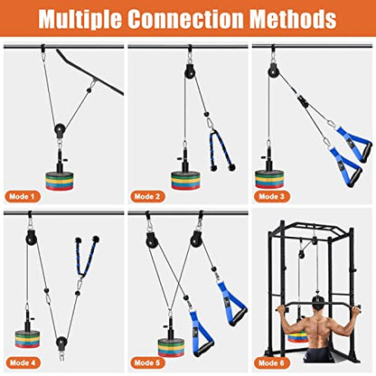 SERTT Home Gym Pulley System - Tricep Workout, Lat Pulldown, Biceps Curl, Triceps, Shoulders, Back, Forearm, Weight Cable for Squat Rack, Garage - color: Blue