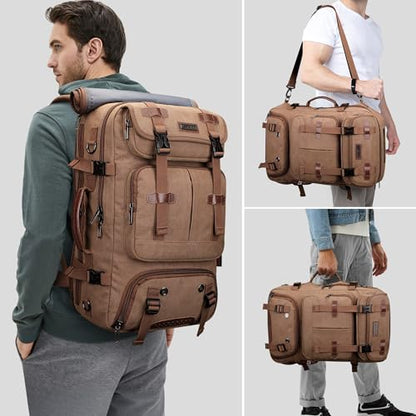 WITZMAN Travel Backpack for Men 40L Large Carry-on Airline Approved Convertible 3 in 1 laptop Bags Fit 16 inch(A8013 Brown) - color: Brown