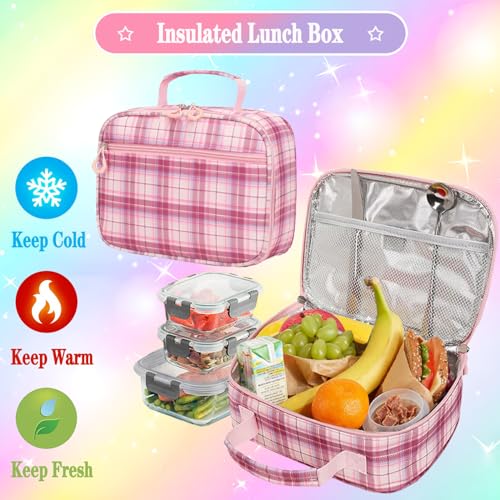 3pcs Girls Backpack With Lunch Box & Pencil Case,Cute Rabbit Kids School Backpack Set For Kindergarten & Elementary School (Style B Pink-16.5in) - color: Style B-pink