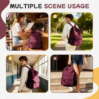 winspansy Travel Backpack For Women Men Aesthetic Lightweight Daypack Simple Cute Backpack Waterproof College bag Fit 14 Inch Laptop Mochila de Viaje Red - color: C1-red