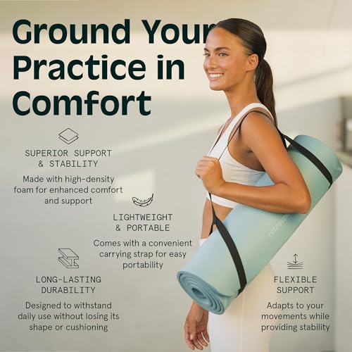 Retrospec Solana Yoga Mat Thick 1/2in Non-Slip Workout Mat with Nylon Strap - 72x24in Exercise Mat for Pilates, Stretching & Fitness - BPA Free, Easy Clean - color: Blue Ridge