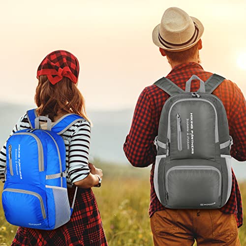 ZOMAKE Lightweight Packable Backpack, 35L Light Foldable Hiking Backpacks Water Resistant Collapsible Daypack for Travel(Dark Blue) - color: Dark Blue