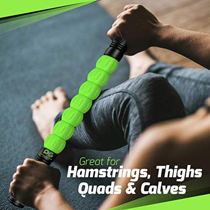 Physix Gear Roller Stick - Muscle Roller Massage Stick for Legs, The Stick Massage Roller for Deep Tissue Massaging Stick for Athletes, Physical Therapy Muscle Roller, Recovery Stick Roller - color: Green