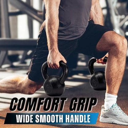 Yes4All Kettlebell Sets, 5 - 10 - 15 - 20 - 25 - 30 LB Cast Iron Strength Training Kettlebells, Wide Handles & Flat Bottom, Multi-Level from Beginners to Pros for Strength Training & Home Gym - color: H. 5 - 10 - 15 - 20 - 25 - 30 lbs