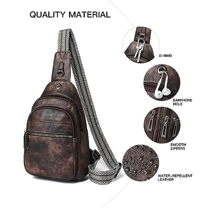 LATMAP 7L Sling Bag For Women Faux Leather Anti Theft Small Casual Daypack Backpack Fanny Pack Crossbody Chest Bags Purse Waterproof Coffee Color - color: Coffee