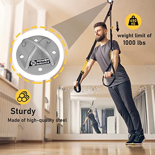 POWER GUIDANCE Wall and Ceiling Mount Bracket for Suspension Straps, Gymnastic Rings, Yoga Swings & Hammock Resistance Band Battle Rope - color: Sliver (set of 2)