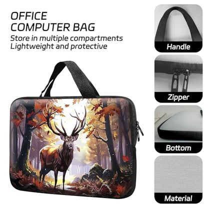 14 15 15.4 15.6 inch Laptop Handle Bag Computer Bag, Pouch Holder Notebook Sleeve Cover Soft Case Compatible for Dell,Lenovo,Toshiba HP, Asus Notebook-Beautiful Deer - color: Beautiful Deer