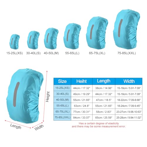 PATIKIL Waterproof Backpack Rain Cover, Non-Slip Backpack Cover with Vertical Reflective Strap Stay Dry for Hiking, Camping, Hunting - color: Light Blue, size: Medium