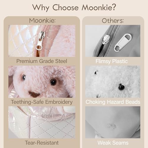 Moonkie Hug & Go™ Bunny Toddler Backpack – Soft Plush Bag with Detachable Toy for Girls Aged 2–4 | Perfect for Daycare, Travel & Birthday Gifts - color: Bunny