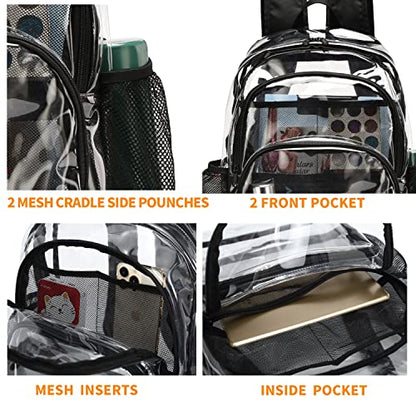 Clear Backpack, Clear Bag Stadium Large See Through Bookbag Heavy Duty PVC Transparent Backpacks for School - color: Red-1pack