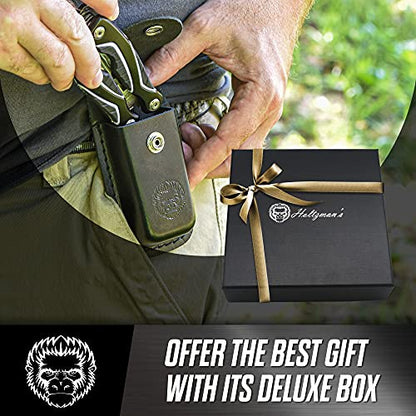 3 Piece Pocket Multitool Gift Set for Him-Stainless Steel Survival Multi Tool for Men - Clip to Belt & Backpack - Utility Knife Multitool, Pliers & Pocket Knife - Hiking, Camping & Fishing - style: Black 3 Piece