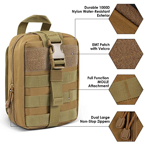 First Aid Pouch 1000D Nylon Tactical Molle Tear Away Medical Pouch Empty Utility Pouch for Outdoor Activities Medical Supplies Camping Hiking Travel,Bag Only - color: Khaki