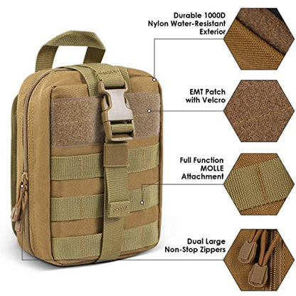 First Aid Pouch 1000D Nylon Tactical Molle Tear Away Medical Pouch Empty Utility Pouch for Outdoor Activities Medical Supplies Camping Hiking Travel,Bag Only - color: Khaki