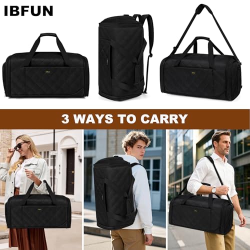 Convertible Garment Bags for Travel - Carry on Garment Duffle Bag with Backpack Straps for Men Women, 4 in 1 Large Travel Duffel Bags with Shoes Compartment Hanging Suit Dress Weekender Bag 3pcs Set - color: D2-Black