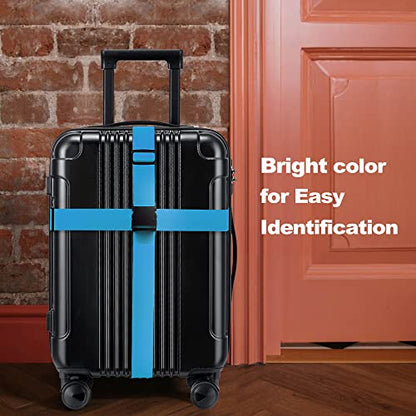 Luggage Straps for Suitcases TSA Approved Travel Belt 4 Pack by Chelmon (Sky Blue) - color: Sky Blue