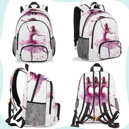 Ballet Dancer Laptop Backpack for Women Men, 18.3 Inch Travel Work Backpacks, Ballerina Theme Waterproof Computer Casual Daypack Nurse Teacher Bags - color: Multicolor 13